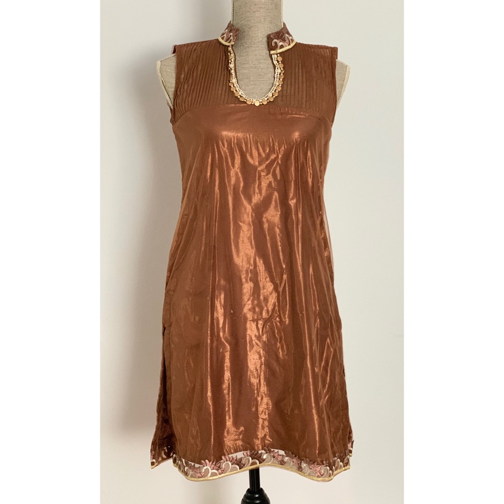 Ritti Hiteshi Indian Beaded Copper Tunic NWOT